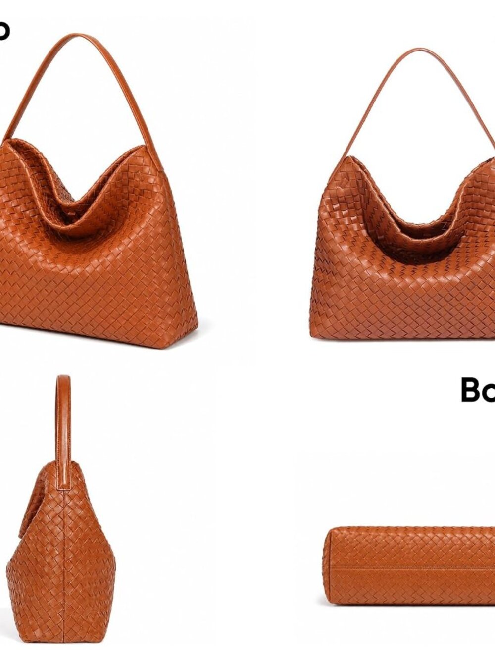 Women's Braided Suede Tote Bag Stylish Suede Hobo Shoulder Bag with Woven Detail - Picture 4 of 6